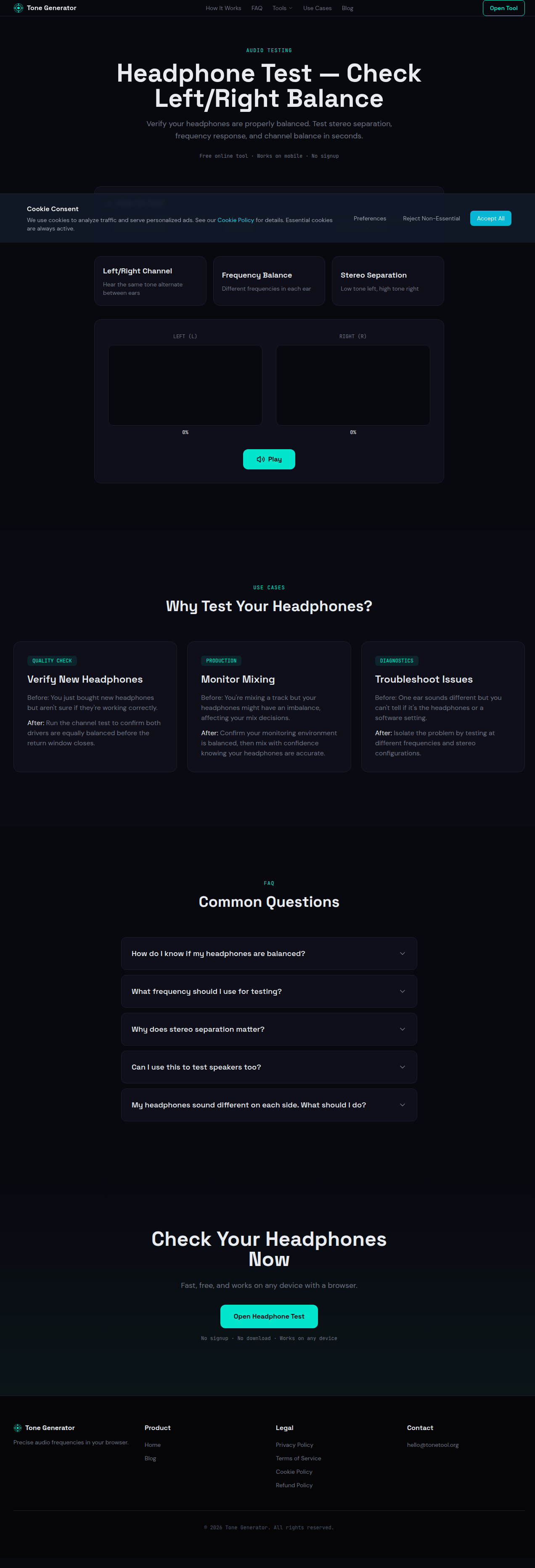 Headphone Test Tool - Check Left Right Balance Online
