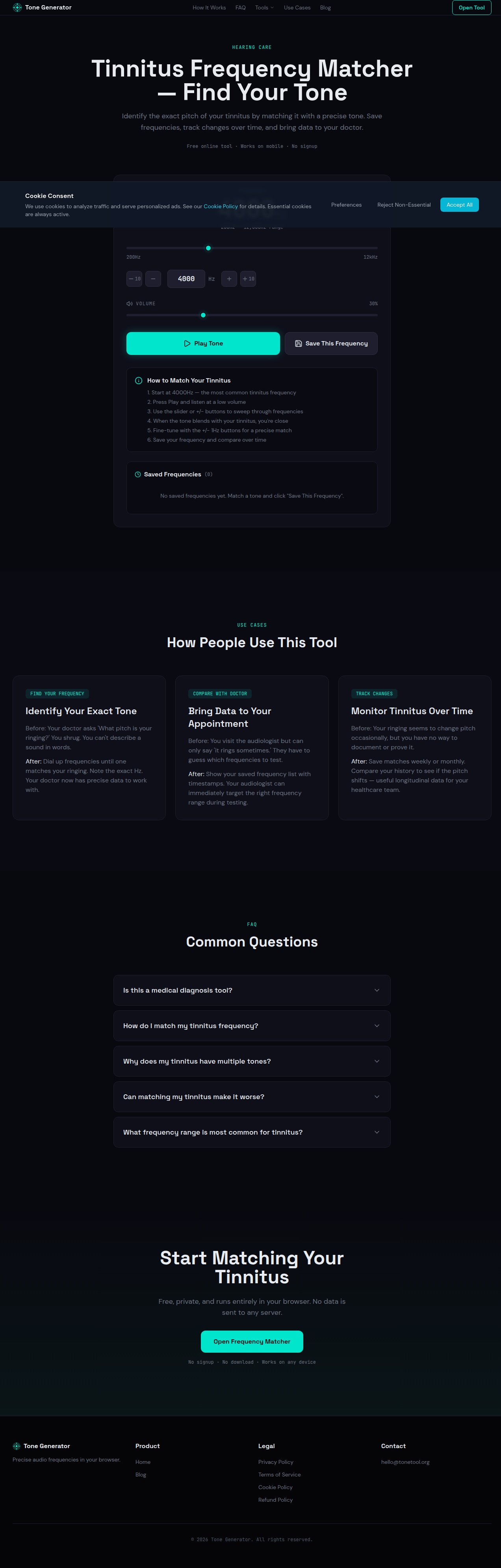 Tinnitus Frequency Matcher - Find Your Tone Online